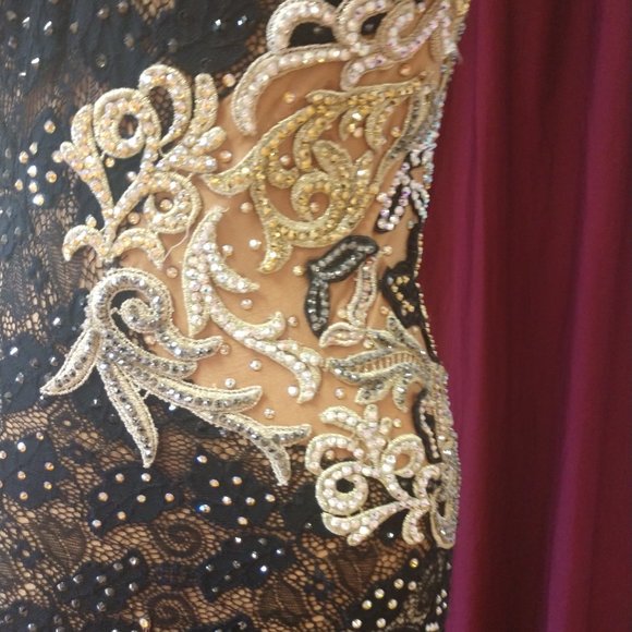 Black and Gold Smooth Ballroom Dress - Picture 4 of 5